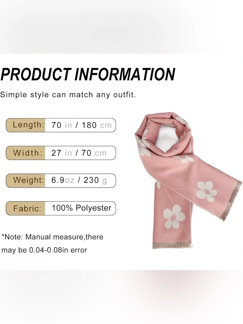 Pink Floral Soft Pink Scarf